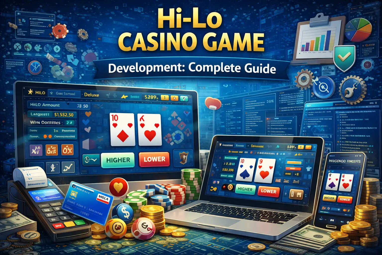 Hi Lo casino game development features gameplay mechanics card guessing